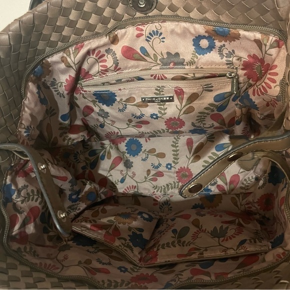 David Jones Basket Weave Brown Purse - Picture 8 of 10